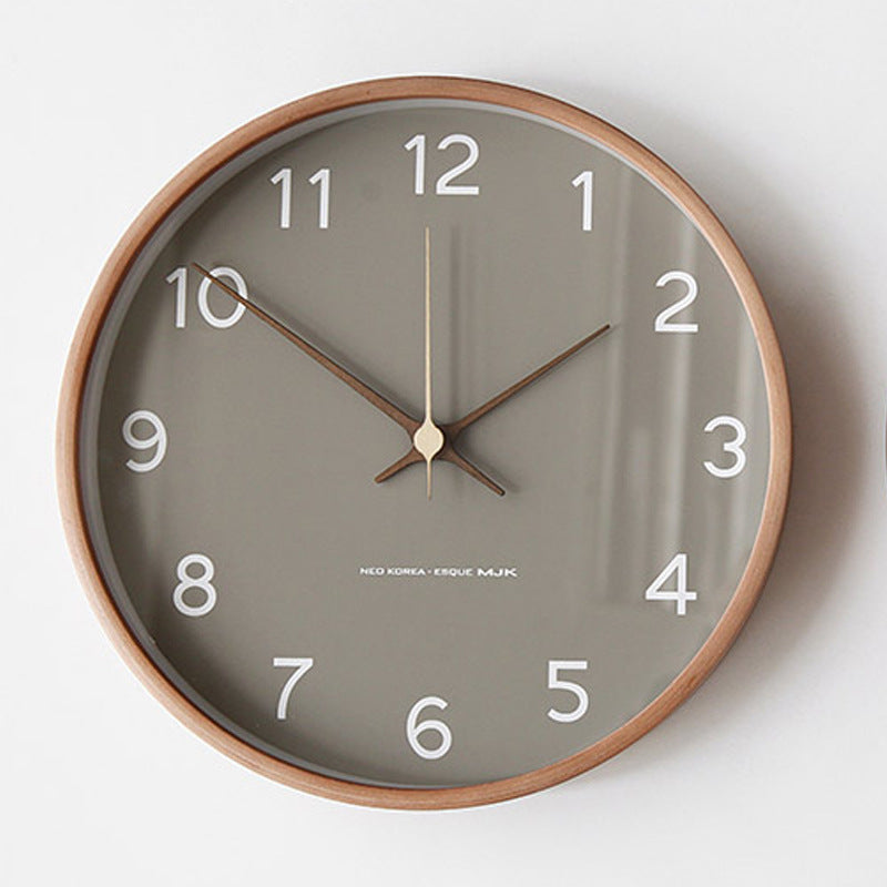 Rustic Wooden Wall Clock — Silent Analog 25cm Natural Wood 1