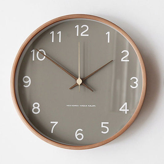 Rustic Wooden Wall Clock — Silent Analog 25cm Natural Wood 1