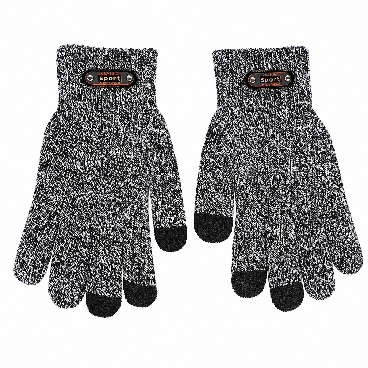 Men's Winter Knit Gloves — Touchscreen Fingertips One Size 1