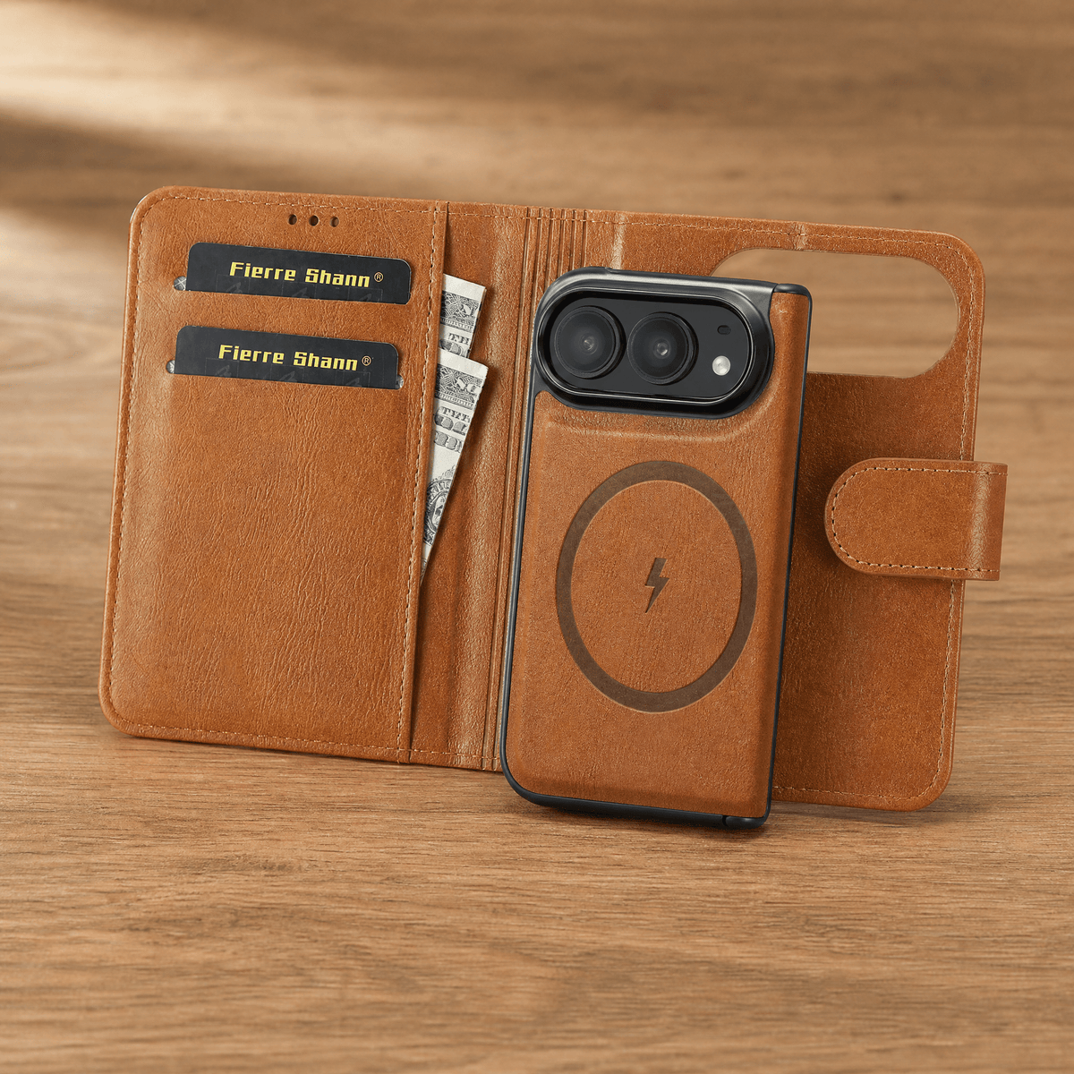 Fierre Shann Wallet Case Google Pixel 9 Pro Fold RFID 2-in-1 1