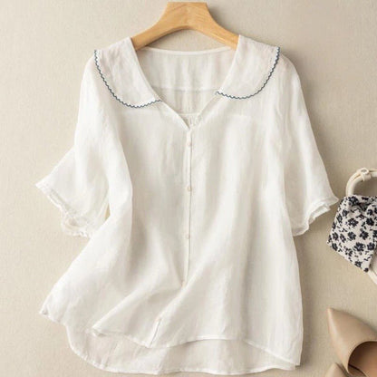 Camicetta Vintage Donna con Colletto Smerlato e Bottoni