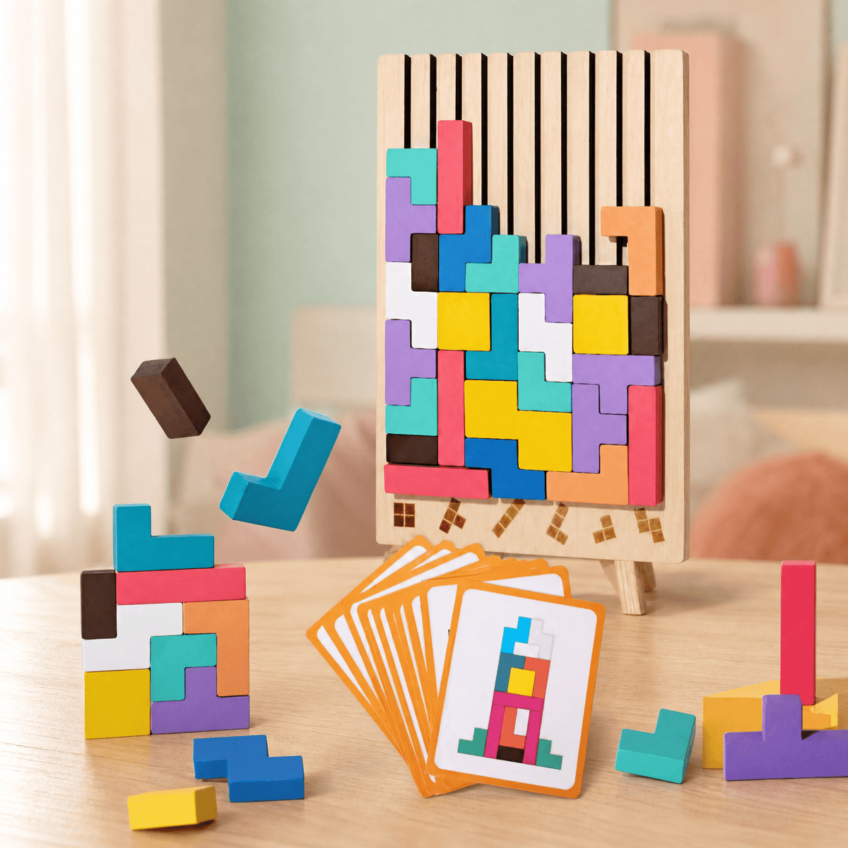 BriqLearn Montessori Wooden Tetris — Creative Stacking Toy for Kids 1