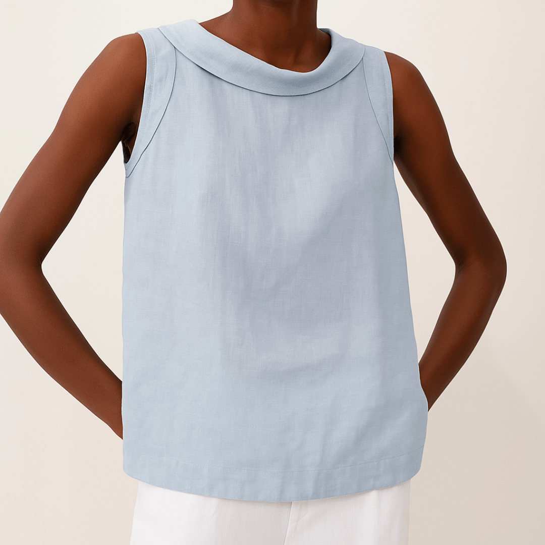 Top Senza Maniche con Collo Arrotolato Elegante