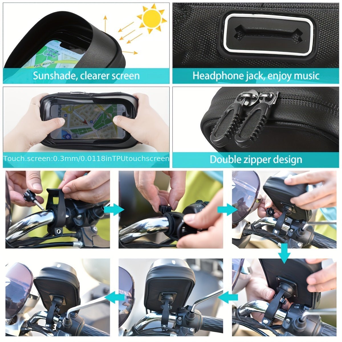 Porta Telefono Impermeabile per Bici e Moto con Rotazione 360°