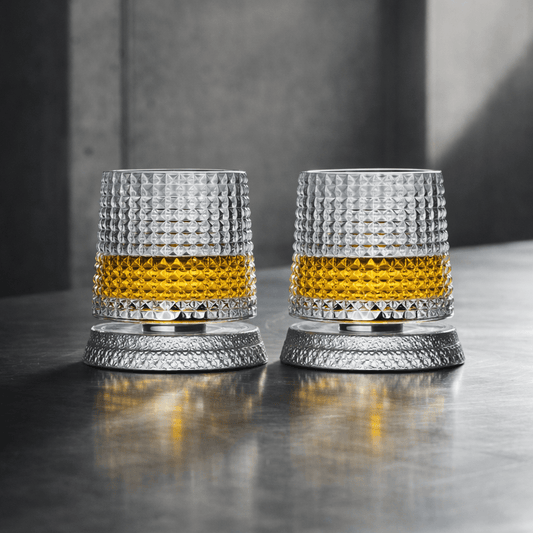 Set Bicchieri da Whisky in Cristallo con Base Rotante 360°