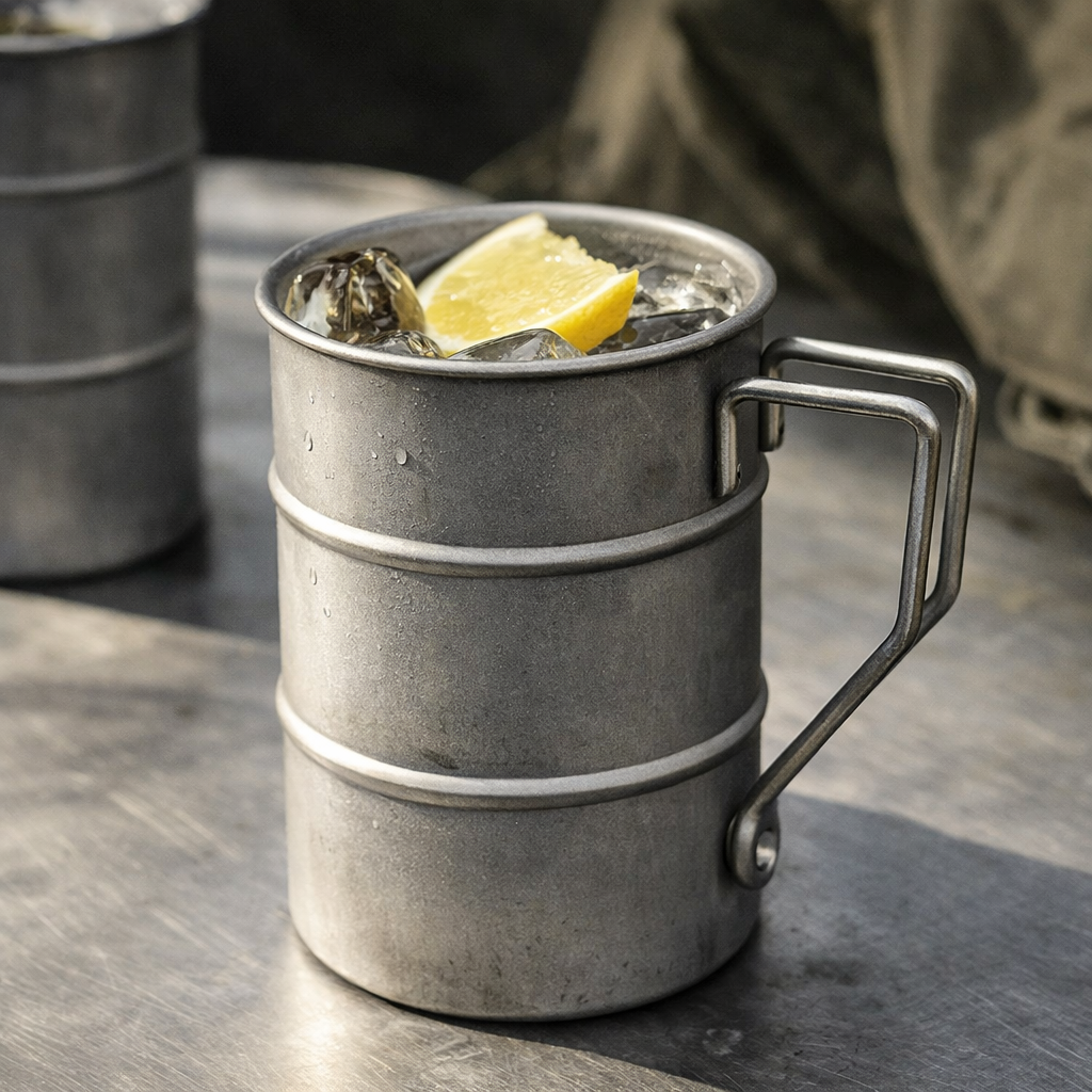 Tazza in Acciaio Vintage Stile Camp Industriale 360ml