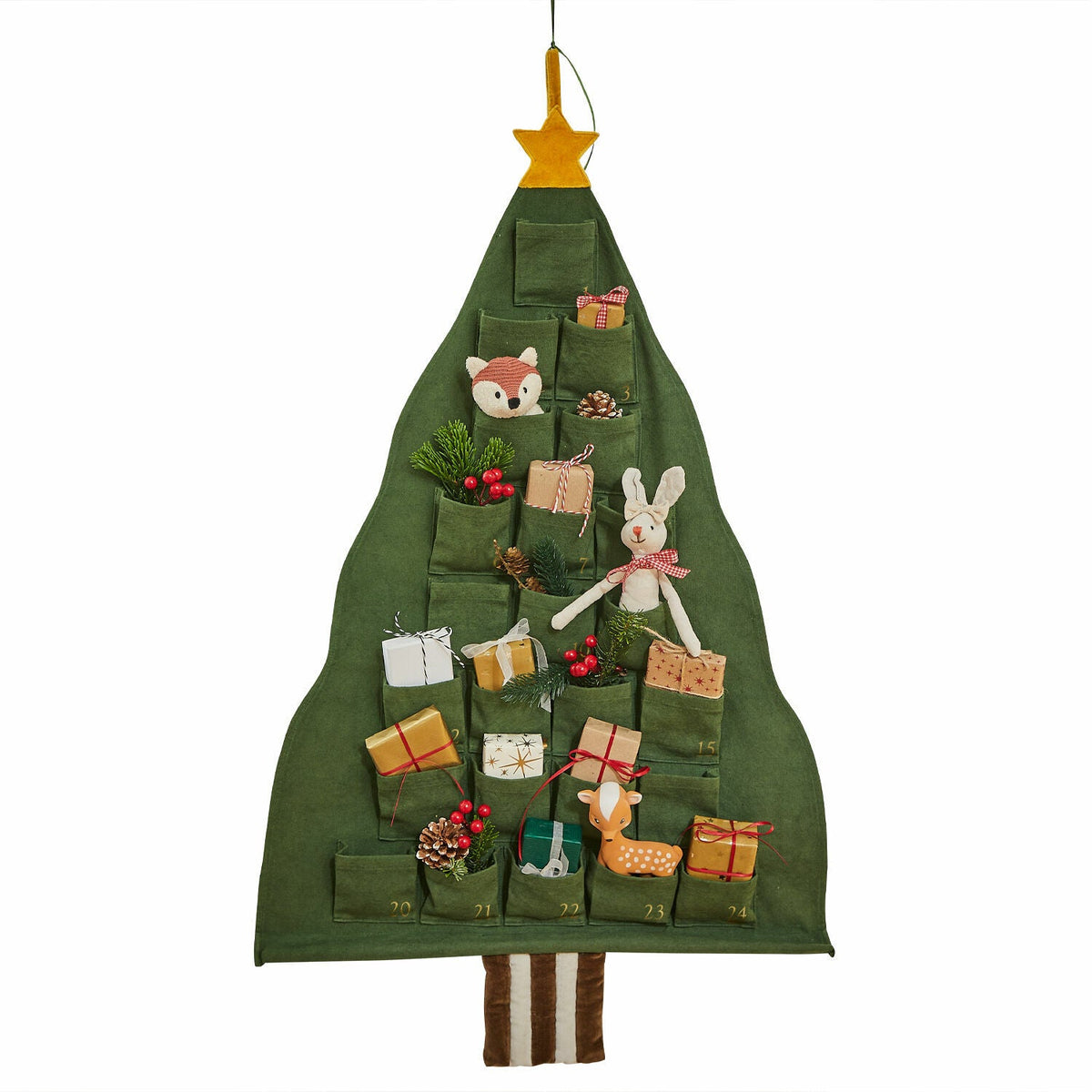 Handwoven Cotton Advent Calendar Tree Shape — 24 Pockets 4