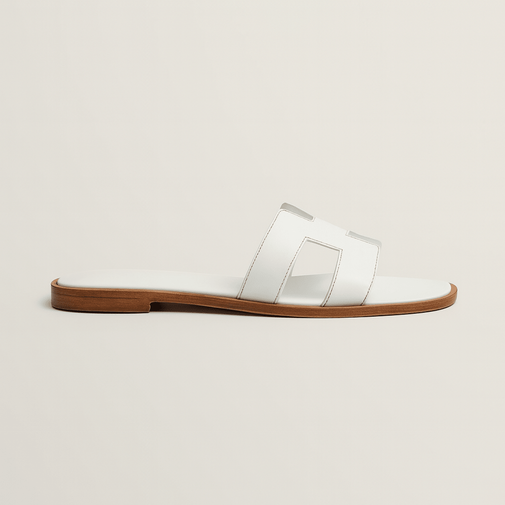 Sandali Bassi in Pelle con Cinturino Cut Out