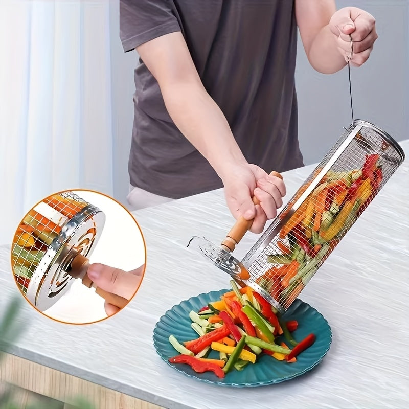 Rollgrill — Stainless Steel Rotating BBQ Grill Basket 7