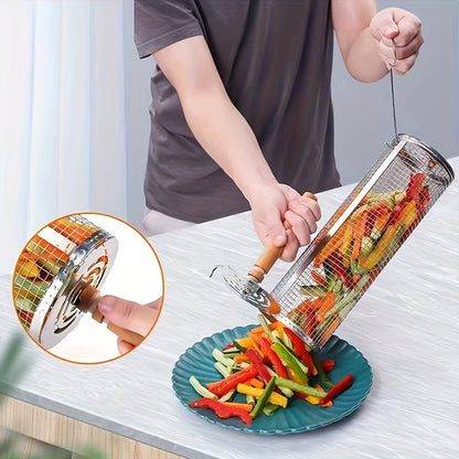 Rollgrill — Stainless Steel Rotating BBQ Grill Basket 7