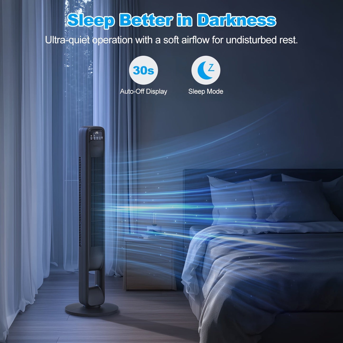 Bladeless Tower Fan — 12h Timer & 60° Oscillation, 3 Speeds 2