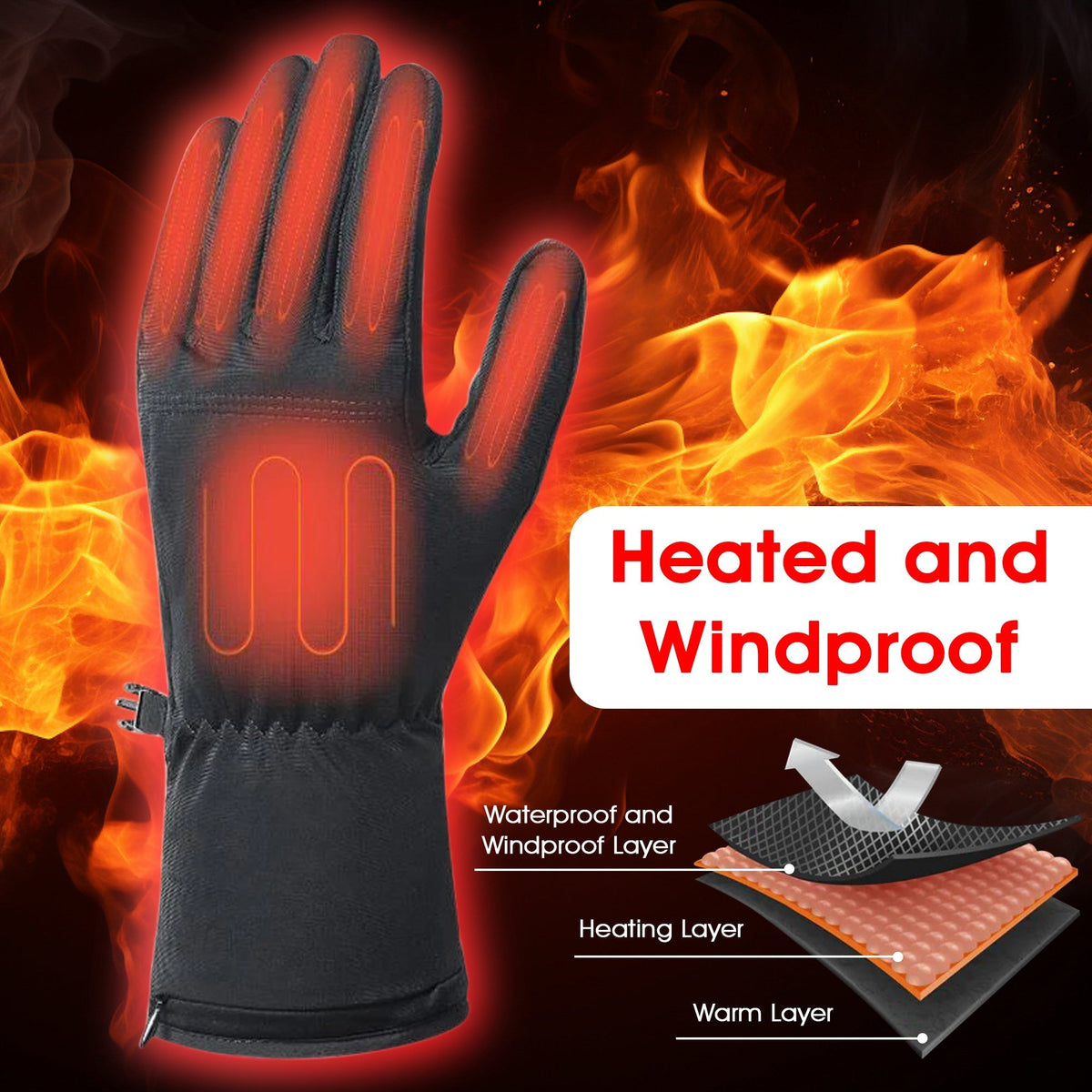 Rechargeable Heated Winter Gloves — 3 Heat Settings 6H Battery 5