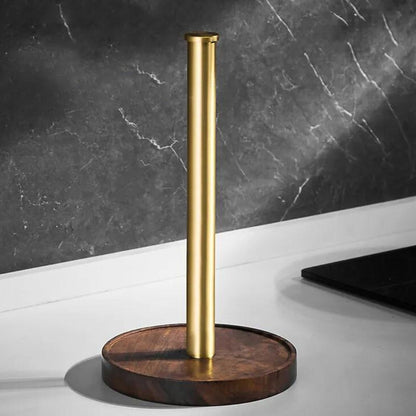 Porta Rotolo da Cucina in Legno di Noce Massello Design Minimalista