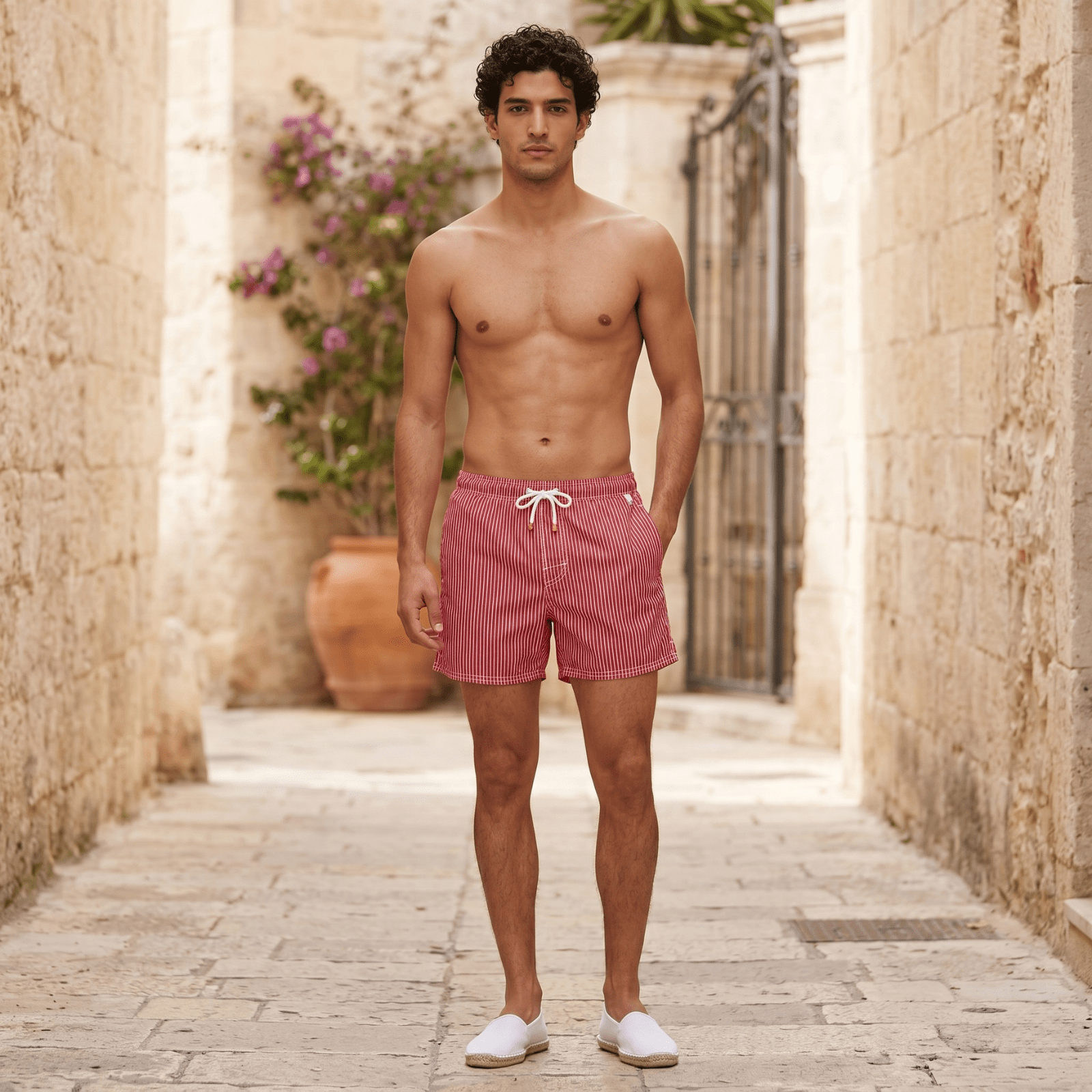 Costume da Bagno Uomo Quick Dry Design a Righe