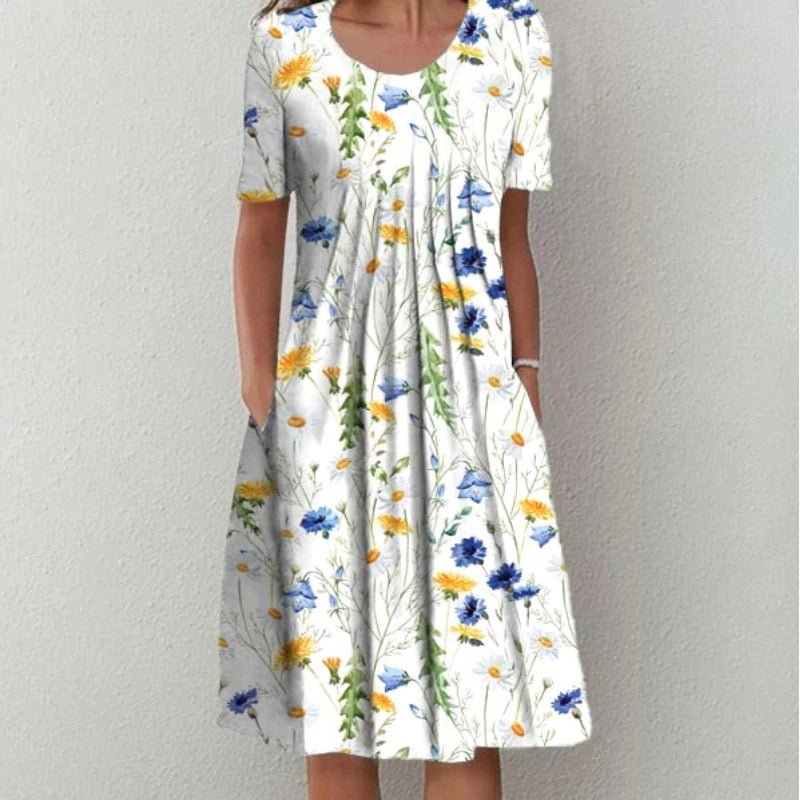 Abito Midi Donna Casual a Stampa Floreale Linea A