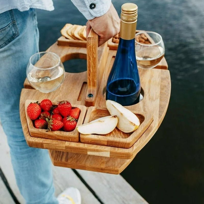 Tavolino da Picnic in Legno per Vino e Aperitivi