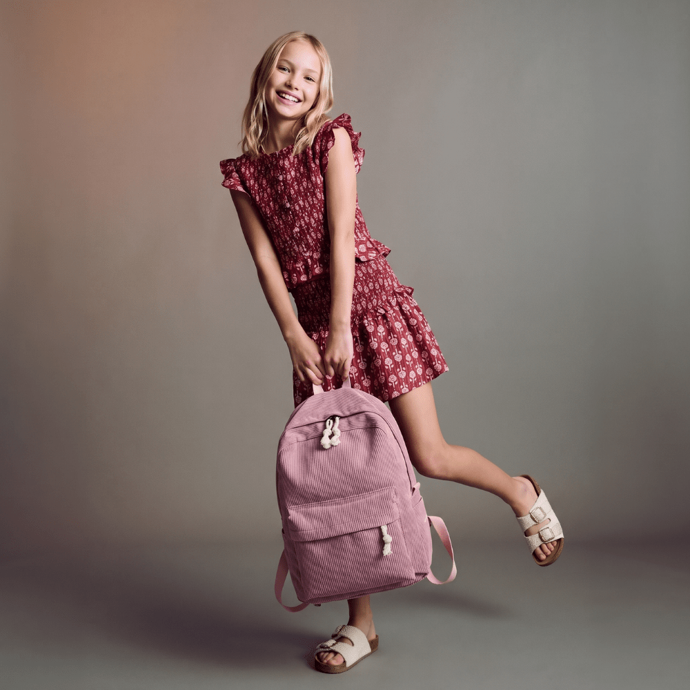 Corduroy Backpack School & Laptop 14" — 6 Colors Vintage Style 2