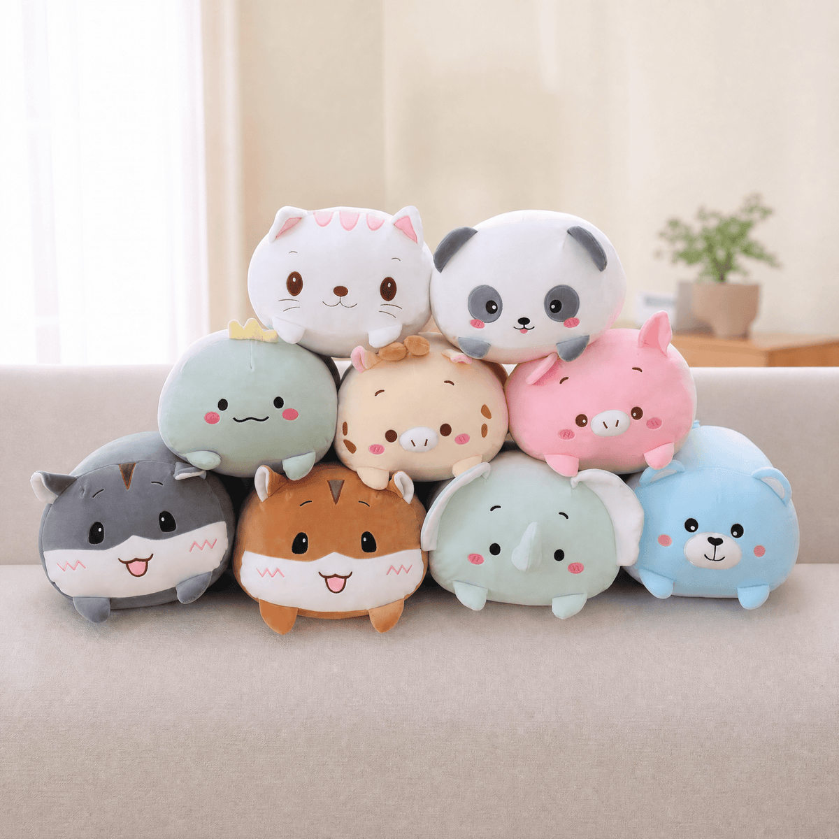 Kawaii Animal Plush Pillow — Soft Stuffed Toy Cat Panda 18-28 cm 1