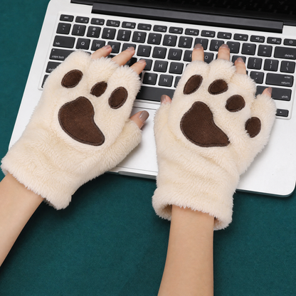 Cat Paw Plush Fingerless Gloves — One Size Fits All 3