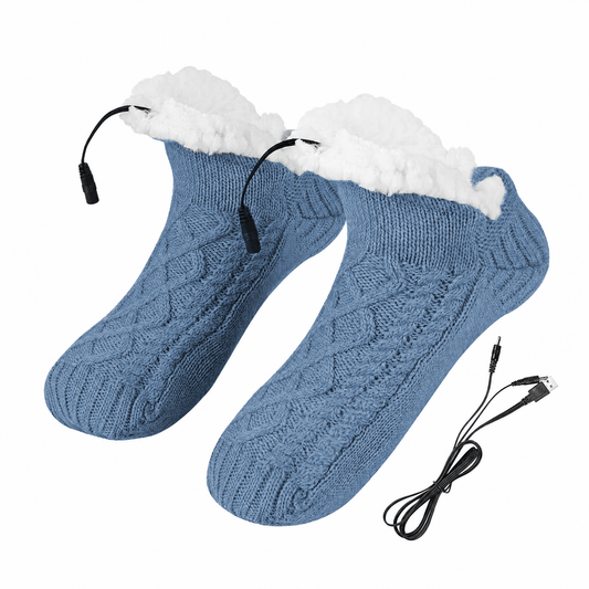 USB Heated Knit Slipper Socks — Non-Slip Sole 4 Colors 1