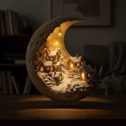 Winter Moon City Acrylic Decor — Warm LED Village Night Light 4