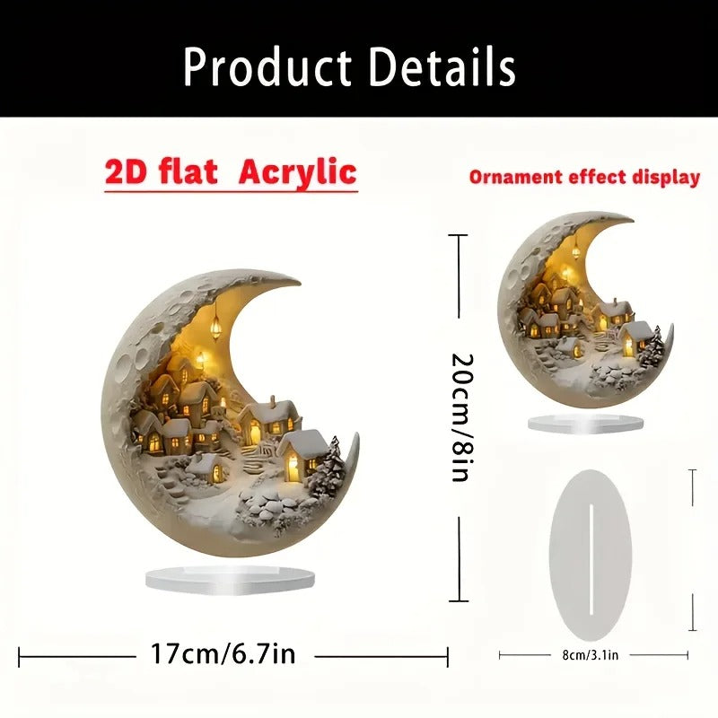 Winter Moon City Acrylic Decor — Warm LED Village Night Light 6
