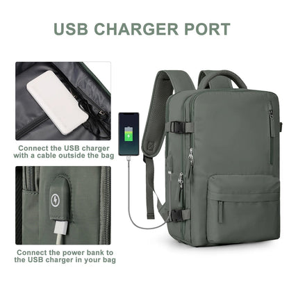 Zaino da Viaggio Donna 35L Impermeabile Multifunzione con USB