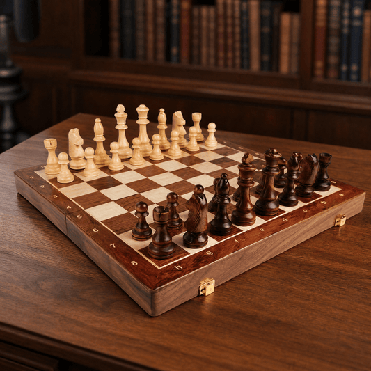 Folding Walnut Wood Chess Set — Handcrafted Luxury Board Game 1