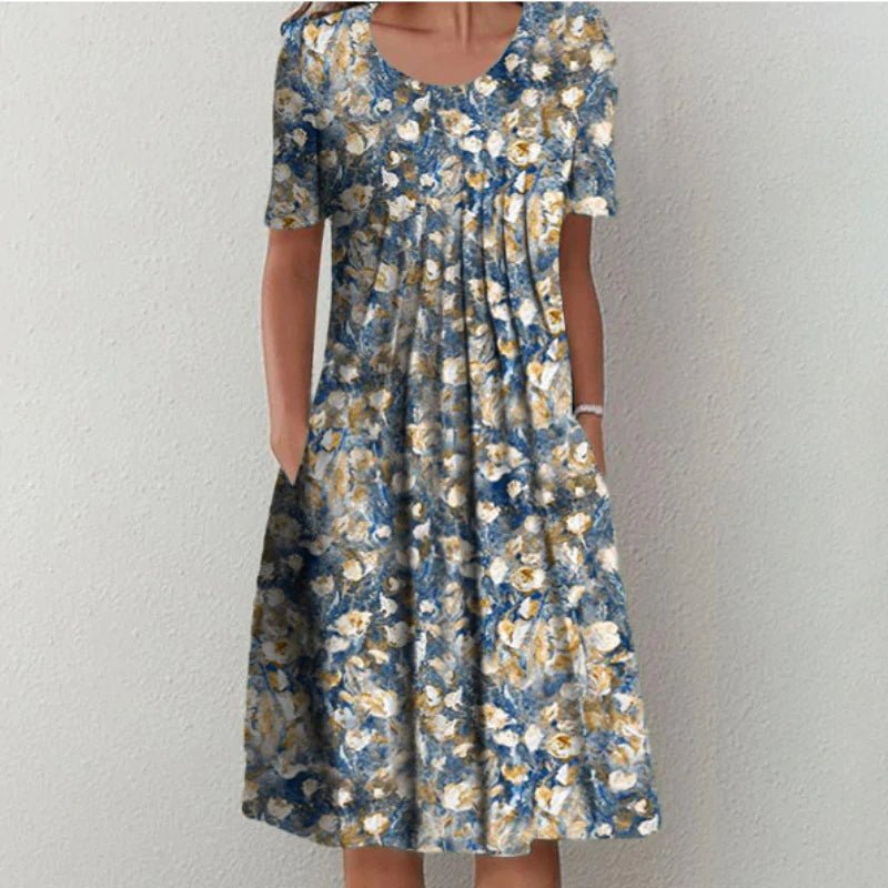 Abito Midi Donna Casual a Stampa Floreale Linea A