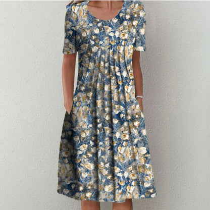 Abito Midi Donna Casual a Stampa Floreale Linea A