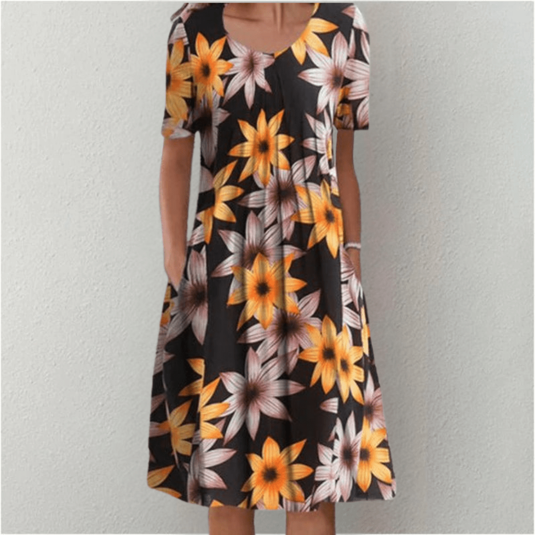 Abito Midi Donna Casual a Stampa Floreale Linea A