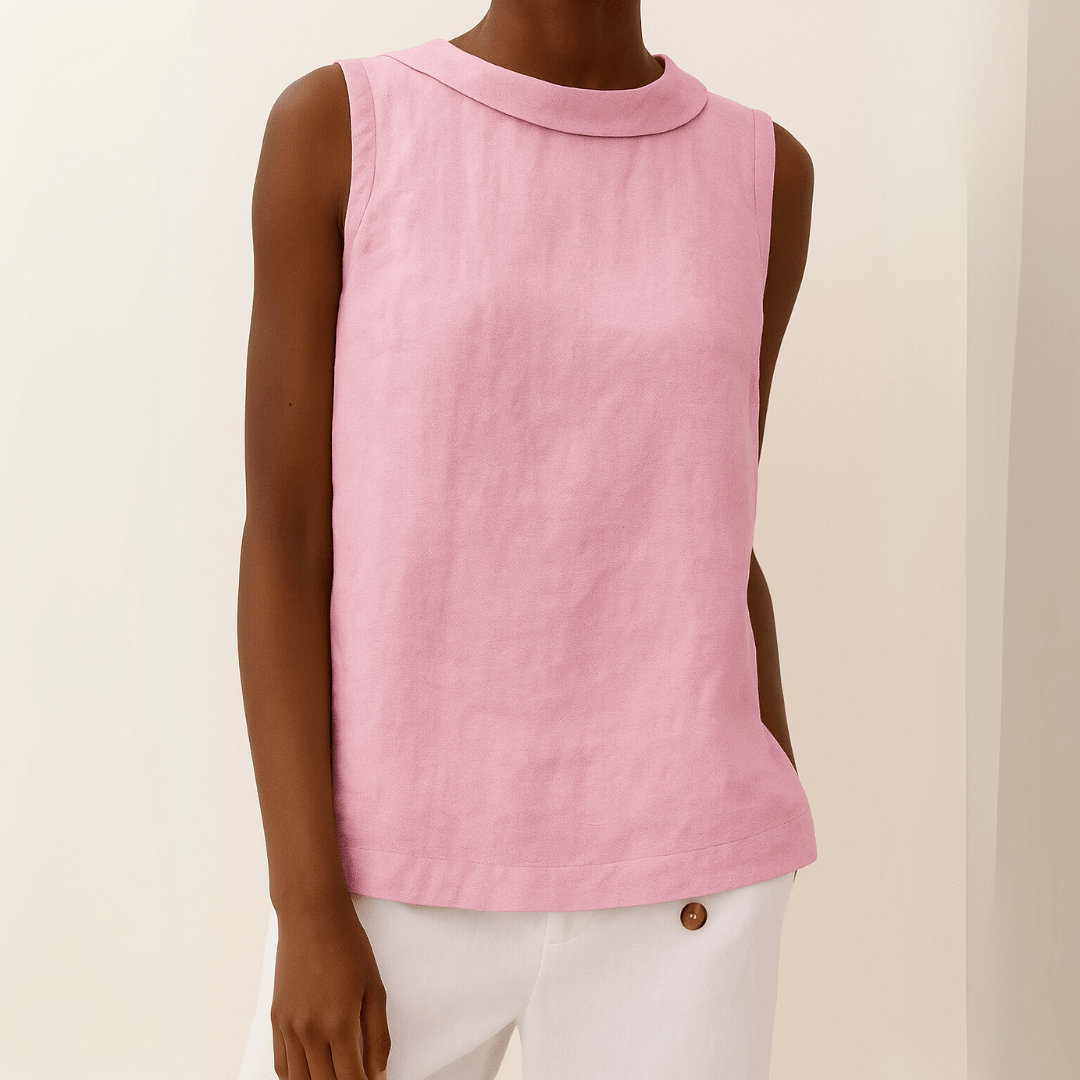 Top Senza Maniche con Collo Arrotolato Elegante