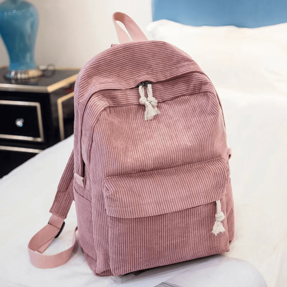 Corduroy Backpack School & Laptop 14" — 6 Colors Vintage Style 3