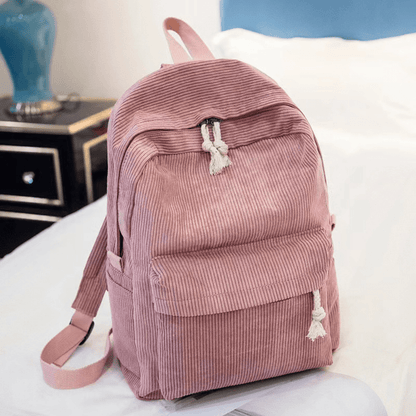 Corduroy Backpack School & Laptop 14" — 6 Colors Vintage Style 3