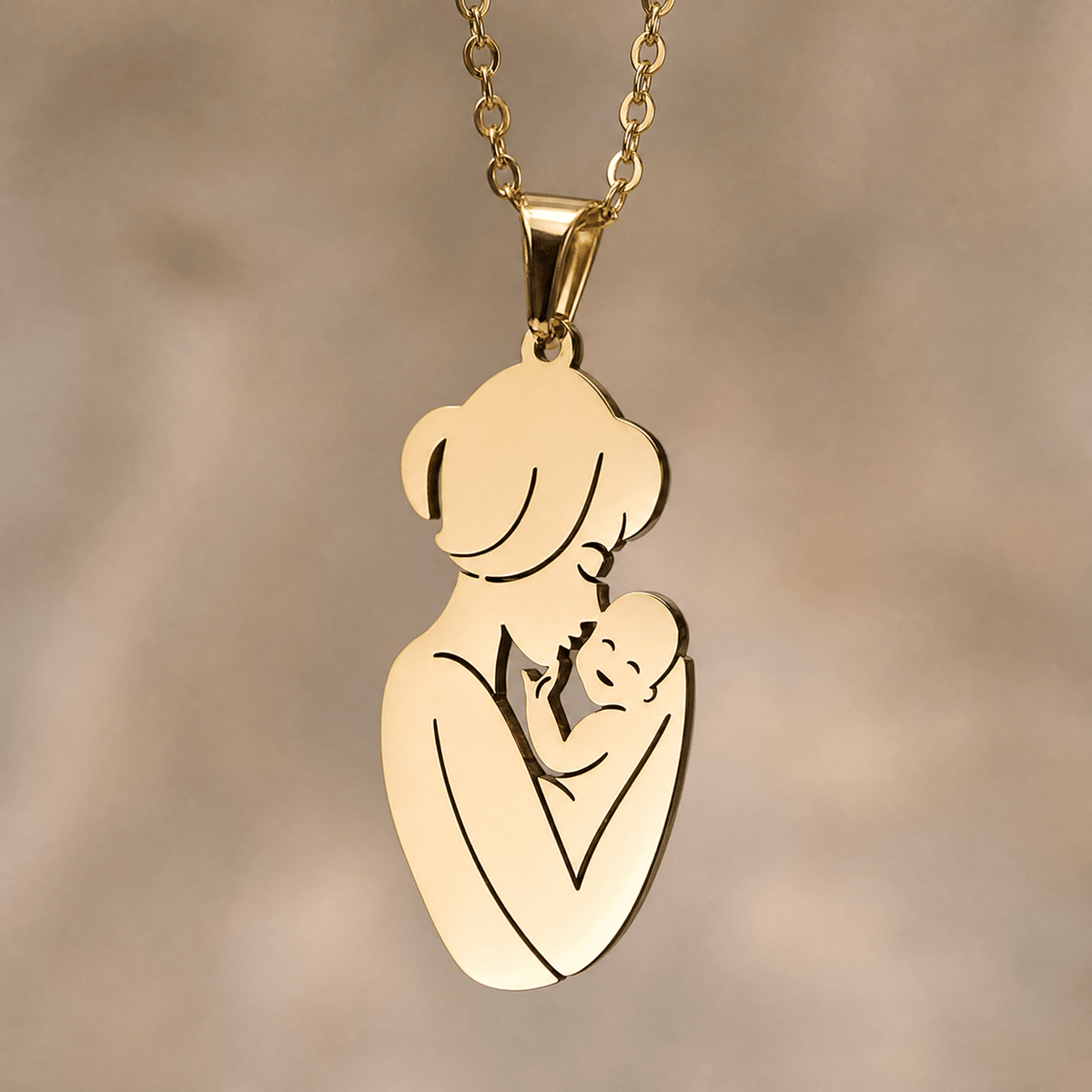 Mother & Child Pendant Necklace — Stainless Steel Gold Silver 6