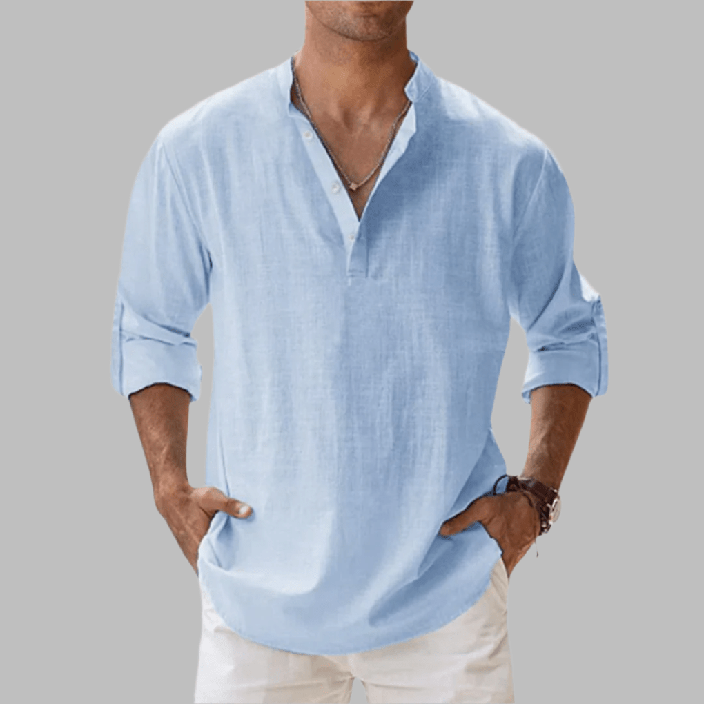 Camicia da Uomo in Lino Vestibilità Relaxed Estiva