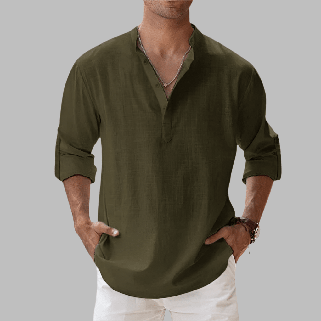 Camicia da Uomo in Lino Vestibilità Relaxed Estiva