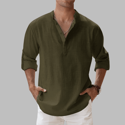 Camicia da Uomo in Lino Vestibilità Relaxed Estiva