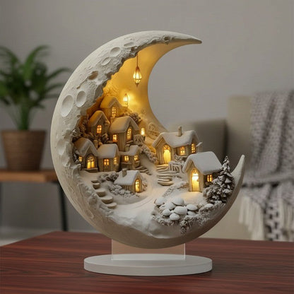 Winter Moon City Acrylic Decor — Warm LED Village Night Light 5