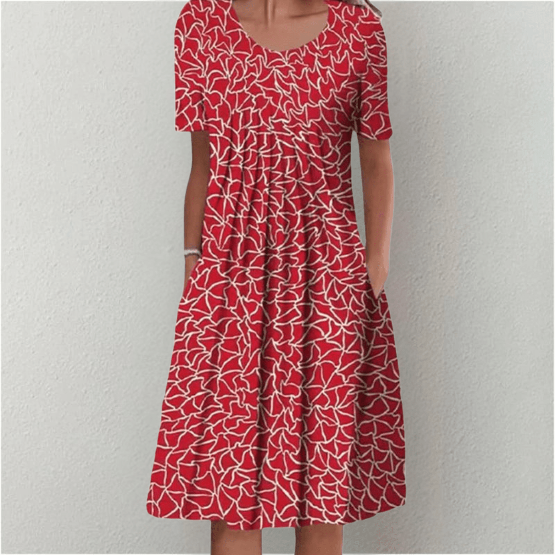 Abito Midi Donna Casual a Stampa Floreale Linea A