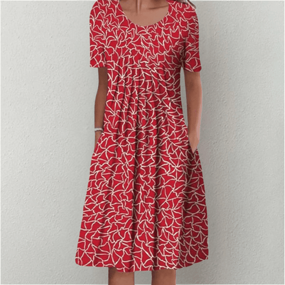 Abito Midi Donna Casual a Stampa Floreale Linea A