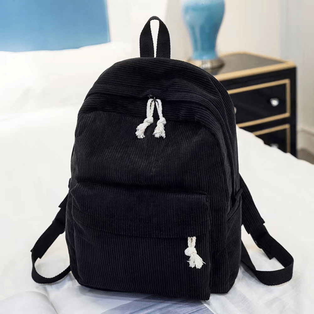 Corduroy Backpack School & Laptop 14" — 6 Colors Vintage Style 4