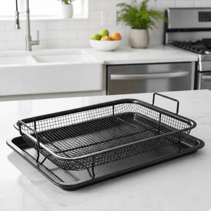 FryMaster Non-Stick Air Fryer Baking Set with Stackable Rack 1