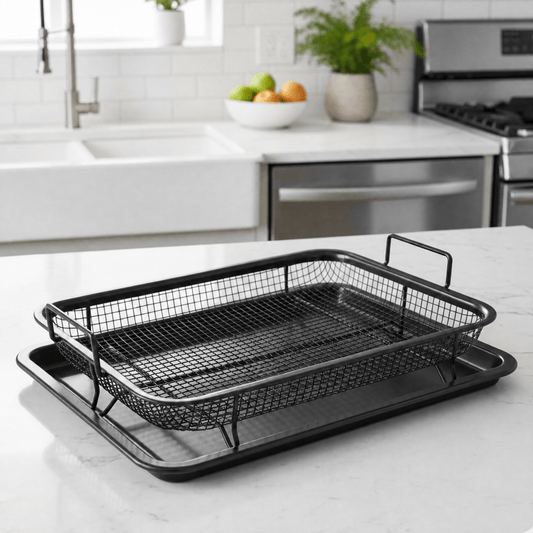 FryMaster Non-Stick Air Fryer Baking Set with Stackable Rack 1