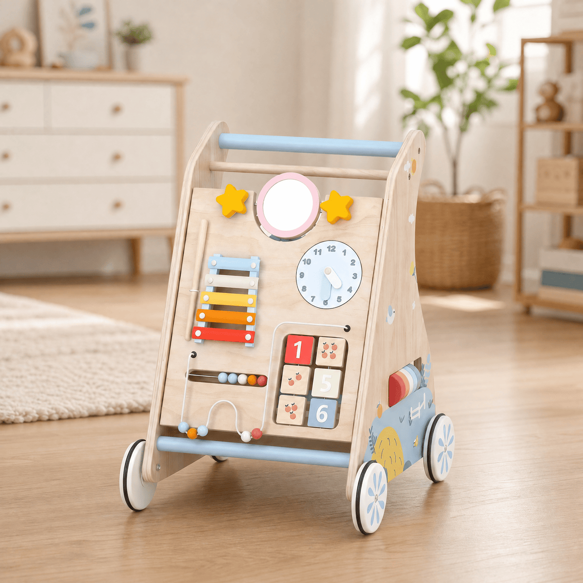 Wooden Baby Walker with Activity Panel — Ages 1–3 Years 1