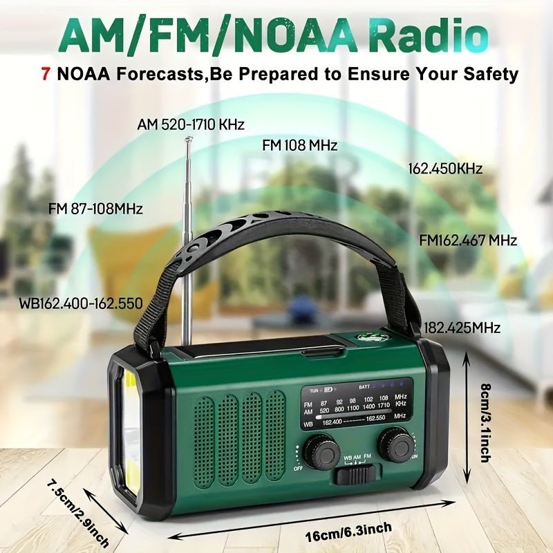 Radio di Emergenza Multifunzione Solare con Torcia e Caricatore USB