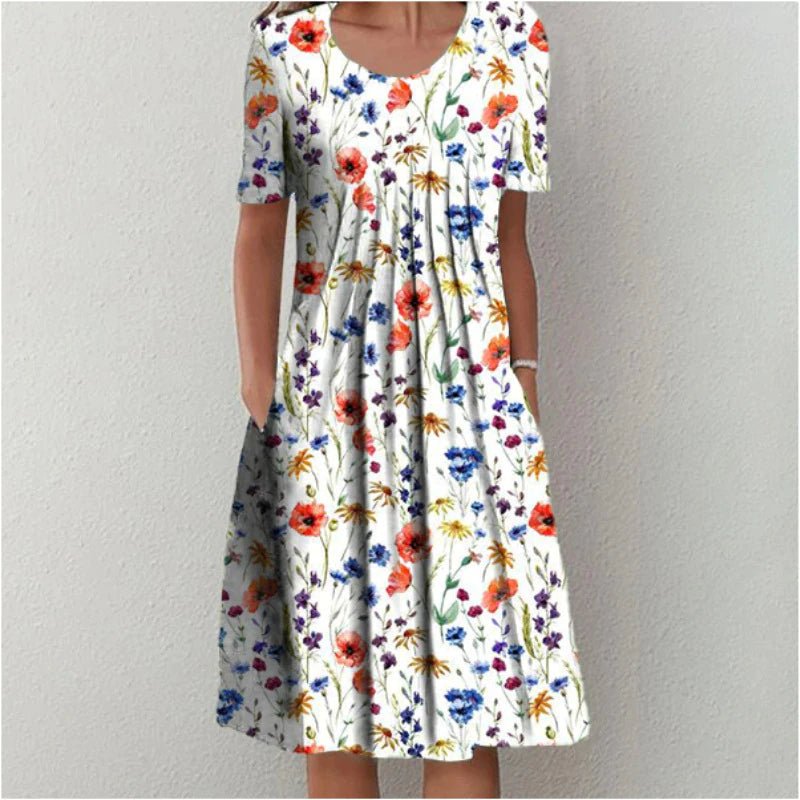 Abito Midi Donna Casual a Stampa Floreale Linea A