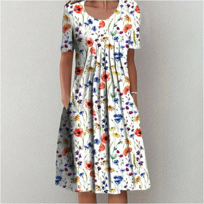 Abito Midi Donna Casual a Stampa Floreale Linea A