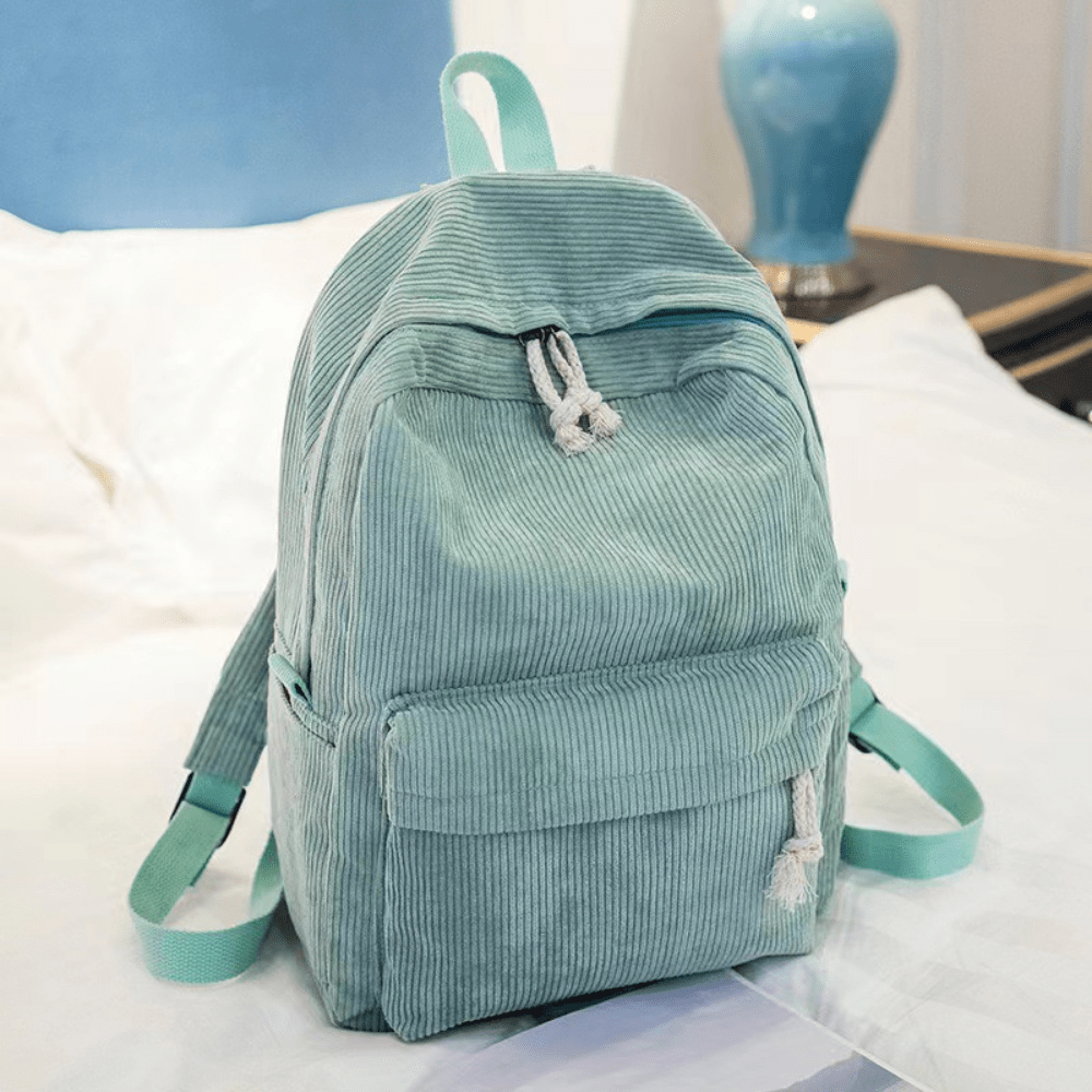 Corduroy Backpack School & Laptop 14" — 6 Colors Vintage Style 5
