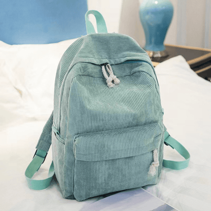 Corduroy Backpack School & Laptop 14" — 6 Colors Vintage Style 5